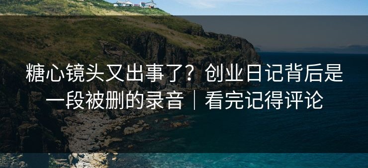 糖心镜头又出事了？创业日记背后是一段被删的录音｜看完记得评论