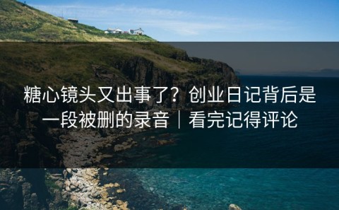 糖心镜头又出事了？创业日记背后是一段被删的录音｜看完记得评论