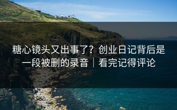 糖心镜头又出事了？创业日记背后是一段被删的录音｜看完记得评论