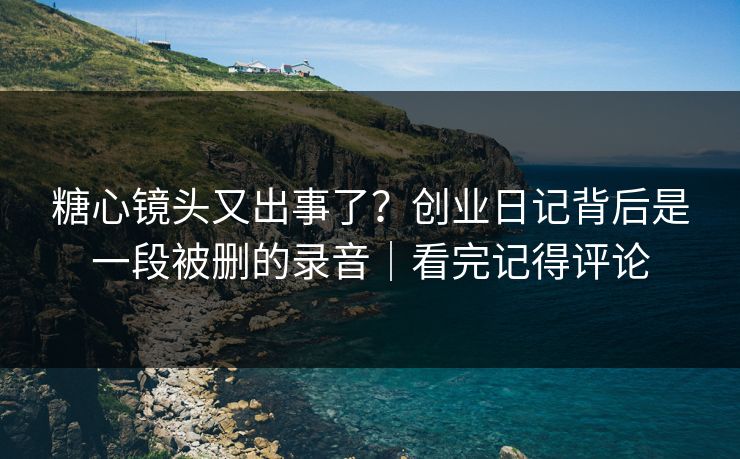 糖心镜头又出事了？创业日记背后是一段被删的录音｜看完记得评论
